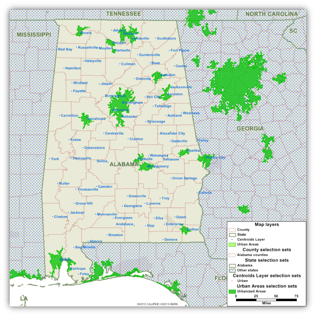 Alabama Rural Map